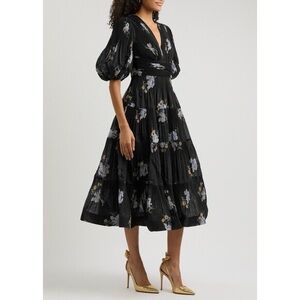 Zimmermann Black and White Floral Midi Dress size 1